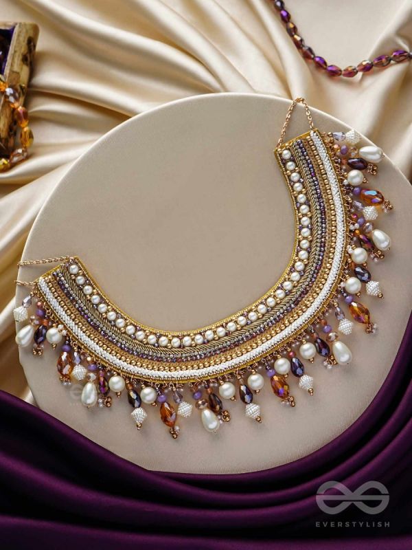 Vaidurya- Studded with Gems- Pearls, Beads & Sequins Embroidered Necklace