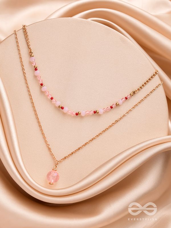 The Rosy Rosettes - Golden Beaded Layered Necklace With Anti-Tarnish Coating 