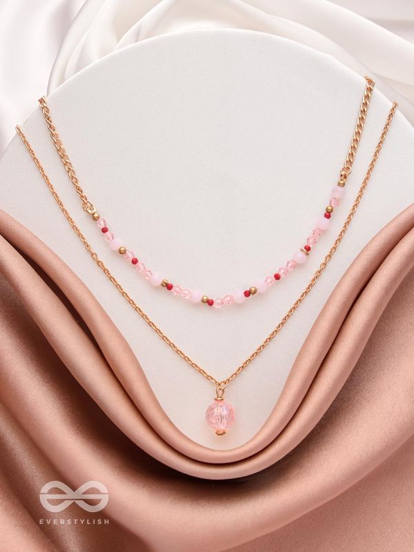 The Rosy Rosettes - Golden Beaded Layered Necklace With Anti-Tarnish Coating 