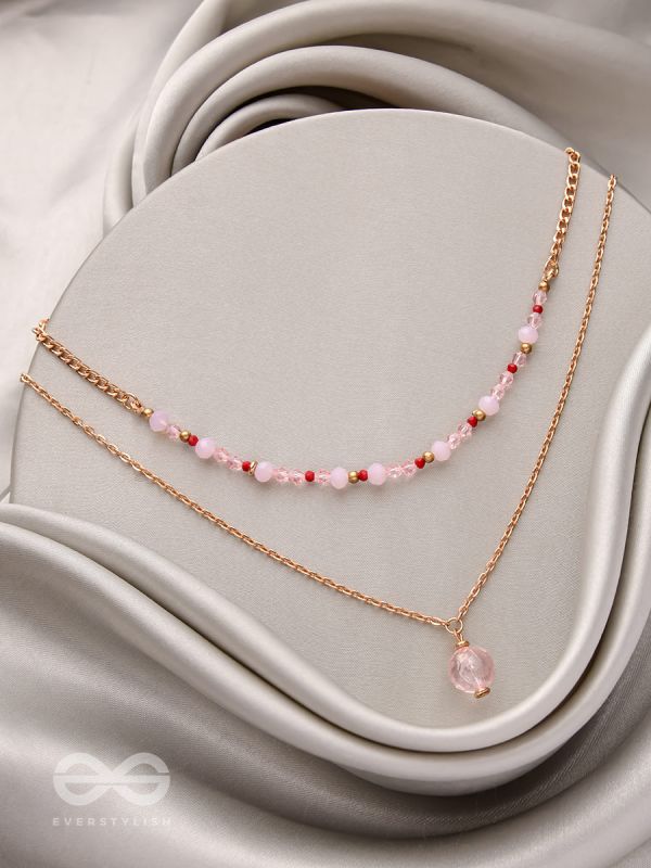The Rosy Rosettes - Golden Beaded Layered Necklace With Anti-Tarnish Coating 