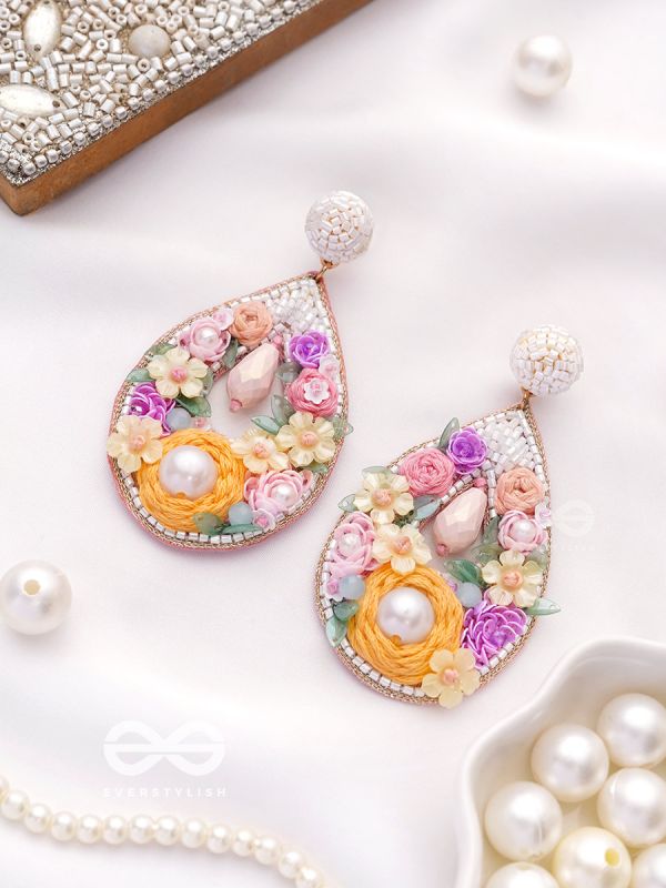 Anahata - The Harmonious Elegance - Sequins, Cutdana And Resham Hand Embroidered Earrings