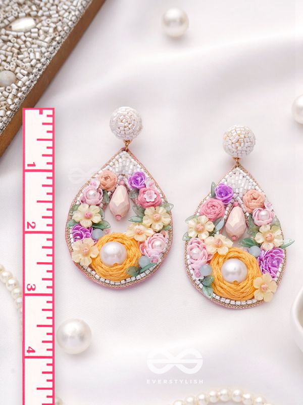 Anahata - The Harmonious Elegance - Sequins, Cutdana And Resham Hand Embroidered Earrings