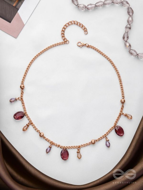 Dynamic Drizzling Wine - Classy Contemporary Necklace With Anti-Tarnish Coating 