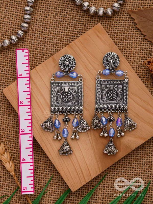 CRYSTALLIZED IN INDIGO - EMBELLISHED OXIDISED EARRINGS