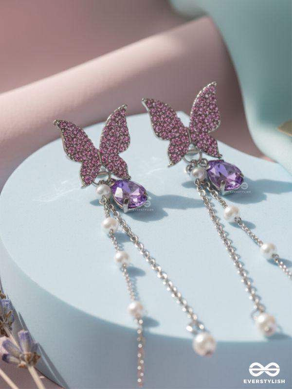 A PURPLE MIRACLE - SILVER PEARL EAR JACKETS
