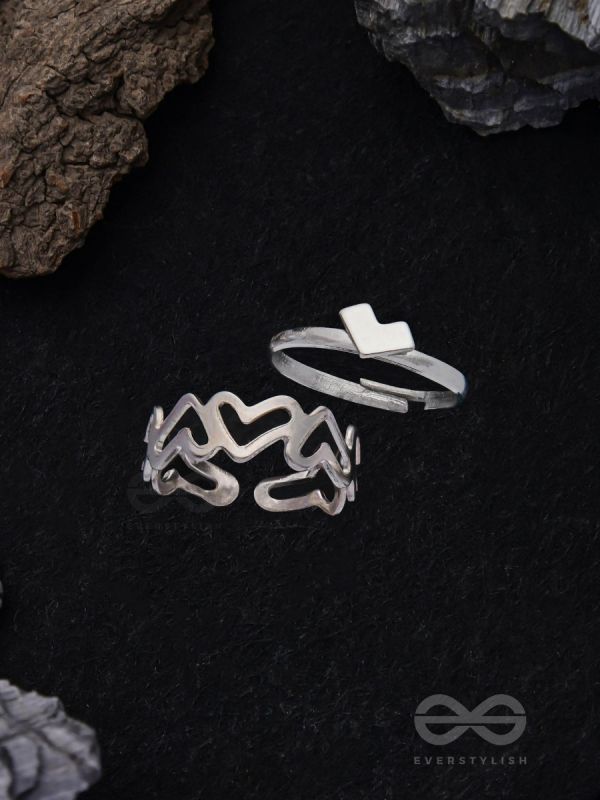 LOVE PUZZLE - SET OF 2 SILVER RINGS