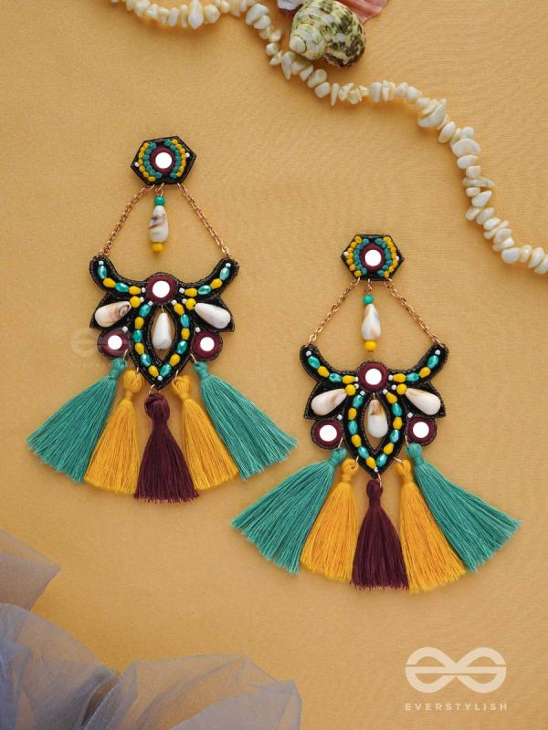 Rochana - The Assorted Gleam - Mirrors, Beads And Resham Hand Embroidered Earrings (Multicolor)