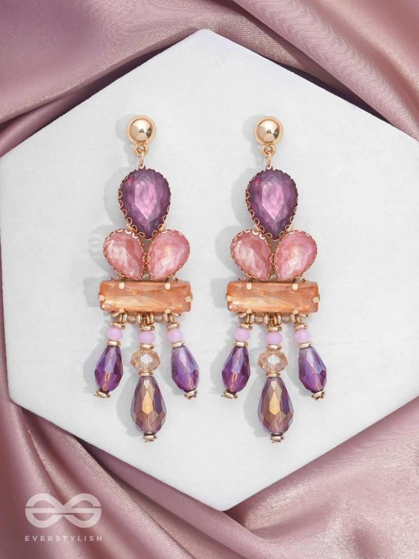 The Radiant Cascade - Golden Embellished Earrings