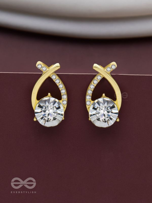 Shining Shimmerstones - Golden Embellished Earrings