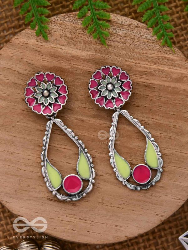 Enchanted Garden Wings - Statement Enamelled Oxidised Ear Jackets