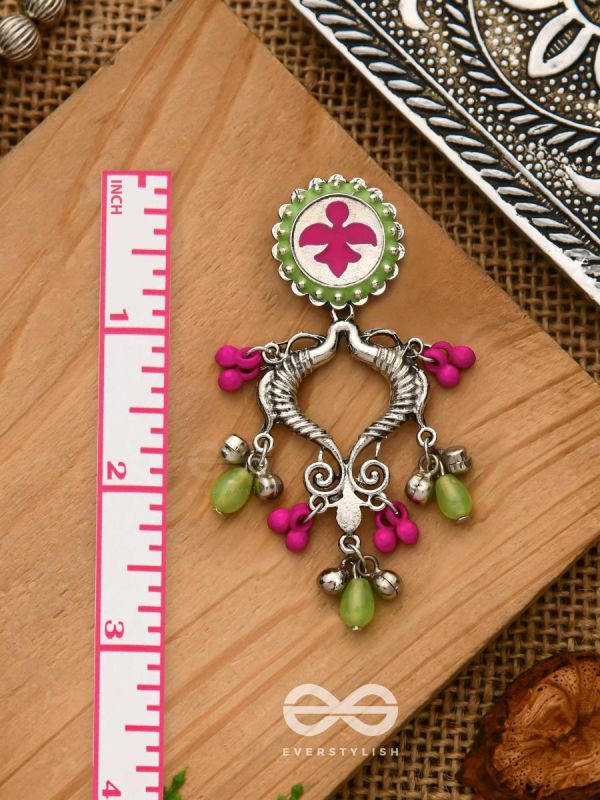 The Bougainvillea Forest- Enamelled Oxidised Ear Jackets