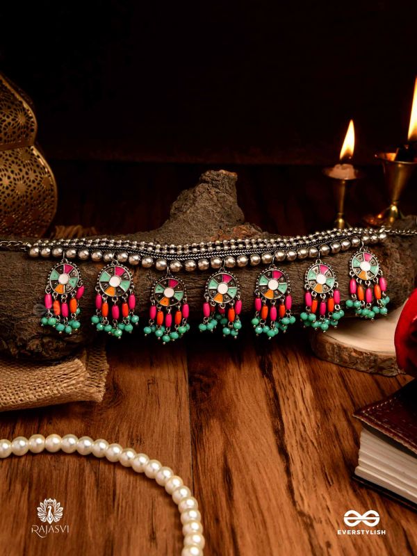 TRIBAL TANGO - OXIDISED AND CHARM NECKLACE