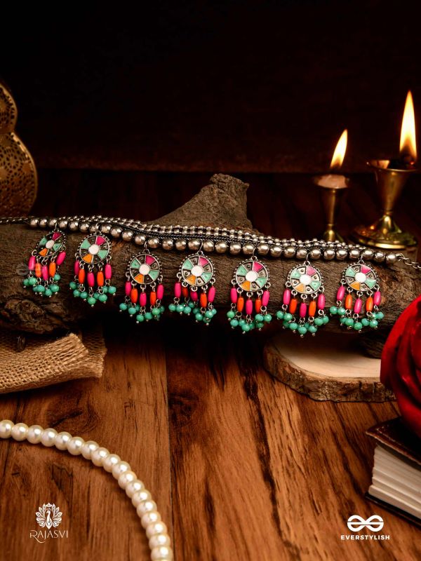 TRIBAL TANGO - OXIDISED AND CHARM NECKLACE