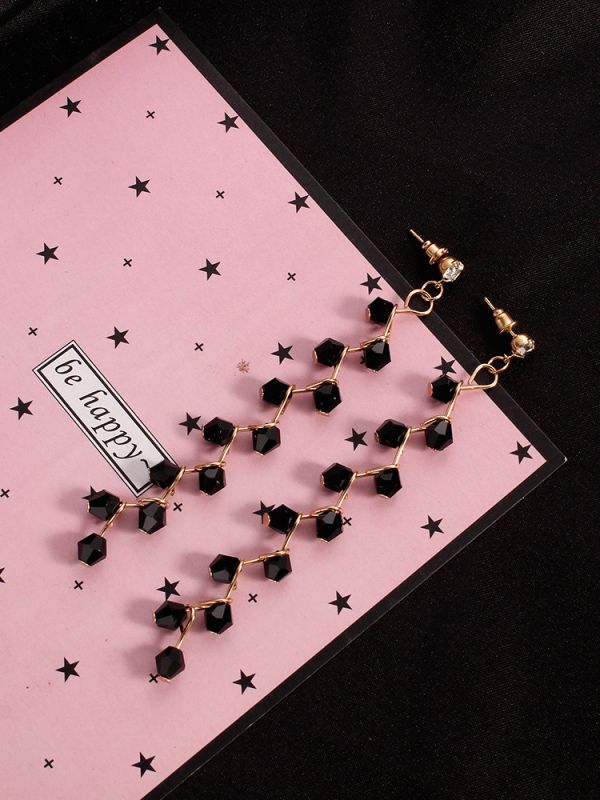 The Branched Elegance Dangling Earrings- Black