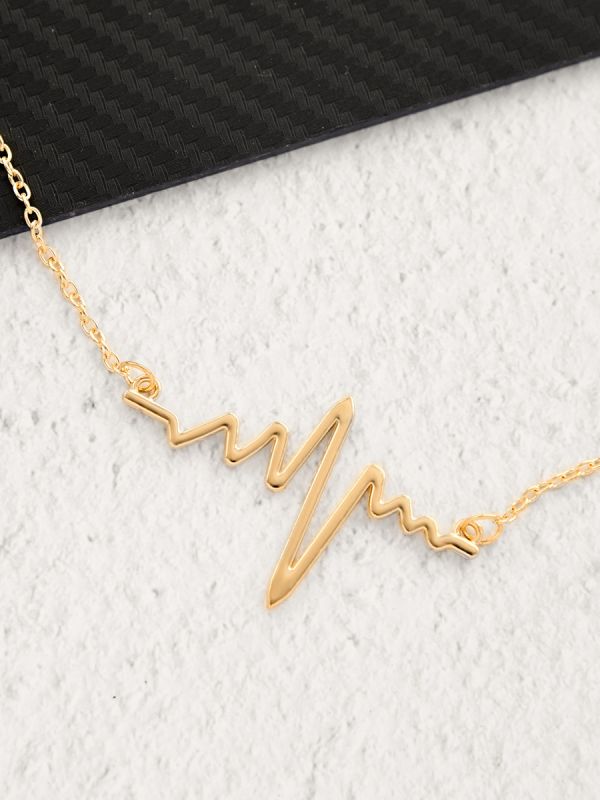 The Elegant Casual Heartbeat Necklace- Golden With Anti-Tarnish Coating 