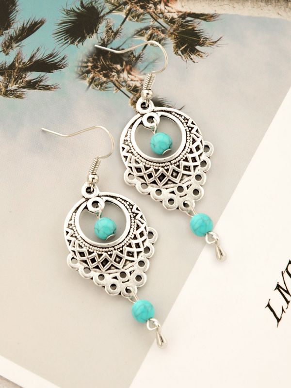 A Touch of Turquoise - Oxidised Boho Earrings