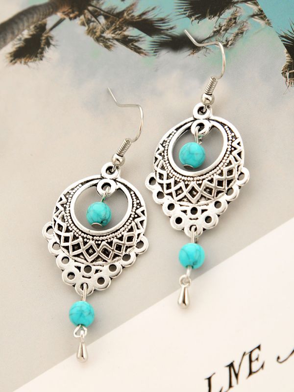 A Touch of Turquoise - Oxidised Boho Earrings