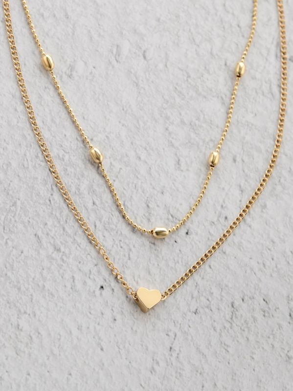 Charming beauty double layered Heart necklace