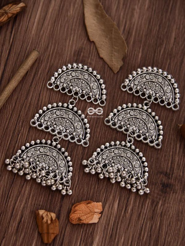 The Three-tier Motif Moons - Oxidised Boho Earrings