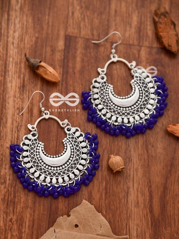 The Motif Moon Chandbali Earrings (Egyptian Blue) - The Boho Basics