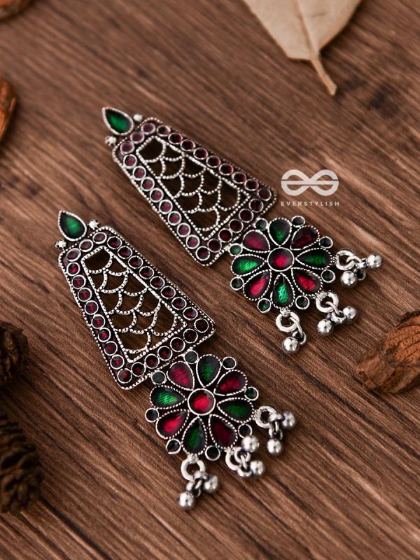 The Jaw Dropper Meenakari Statement Maker Earrings (Red-Green)