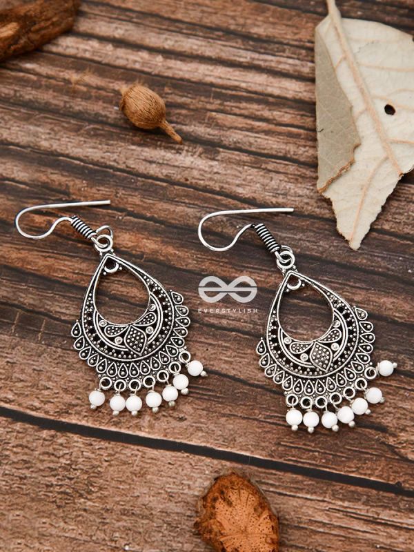 The White Droplet Traditional Motif Earrings