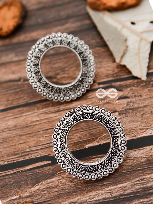 The Aztec Circles - Oxidised Boho Earrings