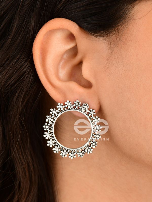 The Flowery Circles - Oxidised Boho Earrings