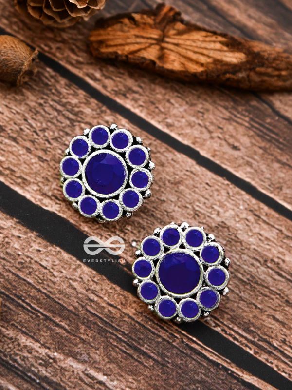 The Bling Button Studs - Sapphire Blue - Tiny Trinket Earrings