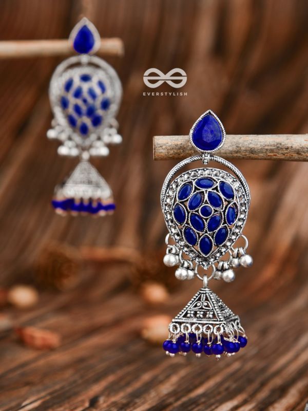 The Khaleesi Statement Danglers - Royal Blue - The Embellished Oxidised Collection