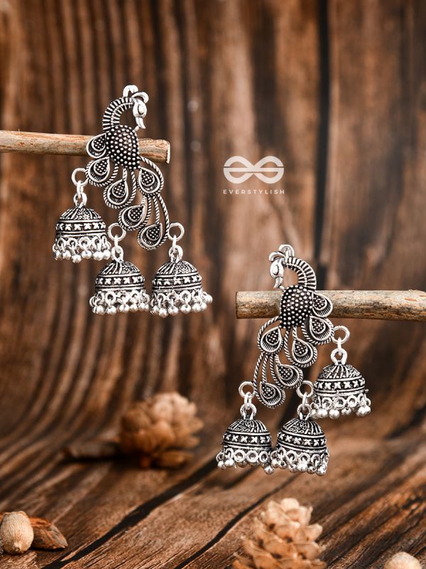 The Intricate Peacocks - Triple Boho Jhumki Earrings