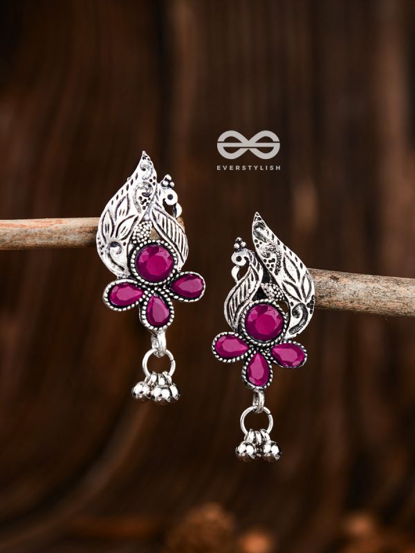 The Boho Peacocks (Ruby Red) - The Embellished Oxidised Collection