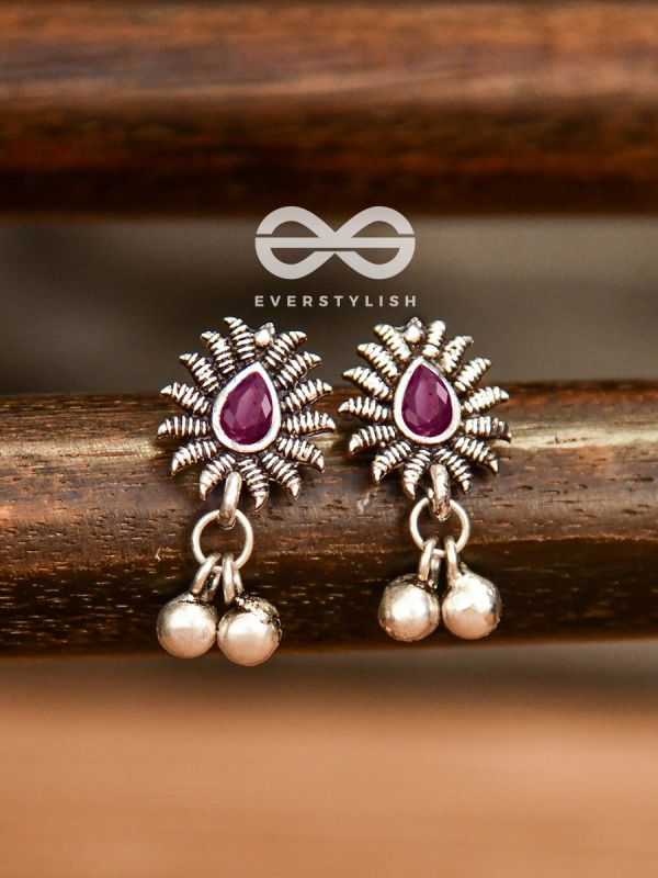The Flared Droplet Studs (Ruby Red) - The Melodious Ghungroo Collection