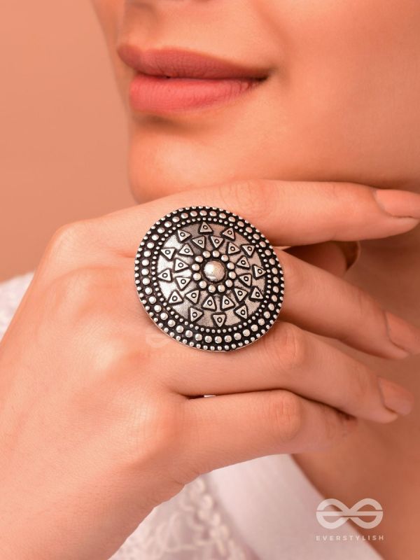 The Warrior's Shield - Oxidised Boho Ring