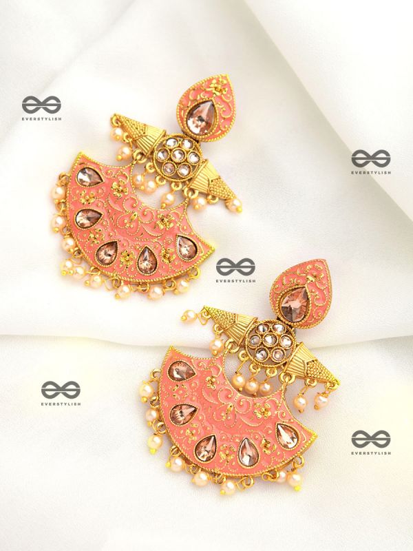 The Marvellous Meenakari Collection - Ira Earrings - Coral