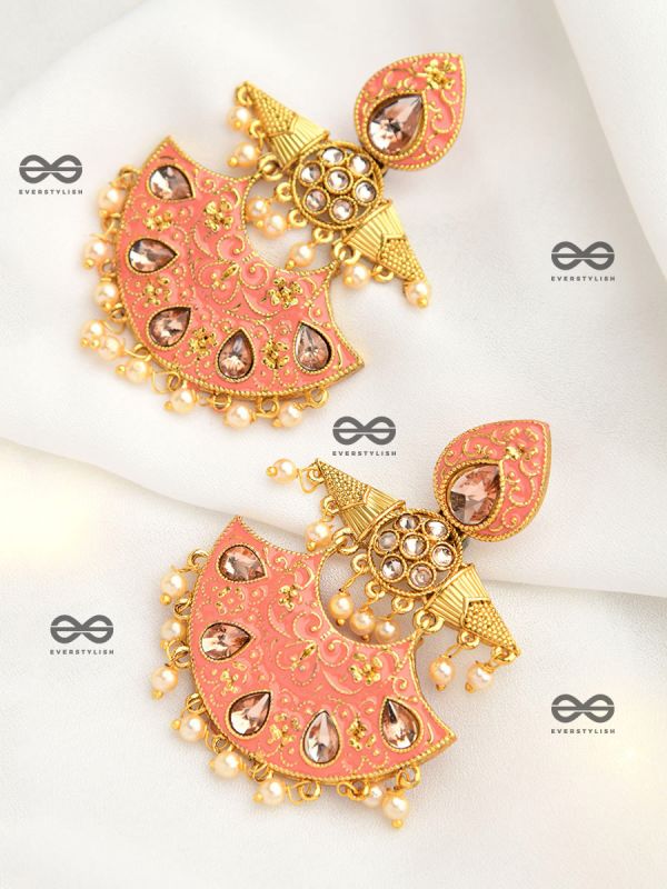 The Marvellous Meenakari Collection - Ira Earrings - Coral