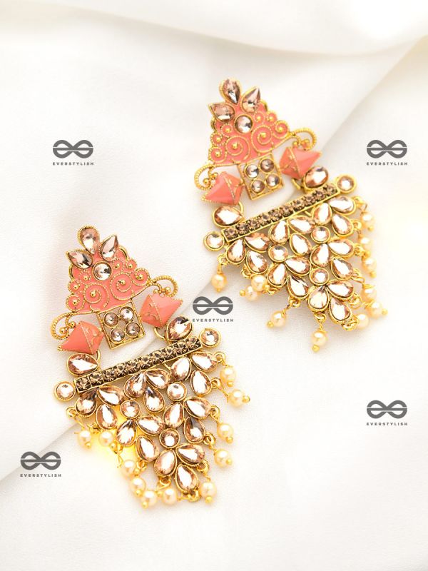 The Marvellous Meenakari Collection - Aanya Earrings - Coral
