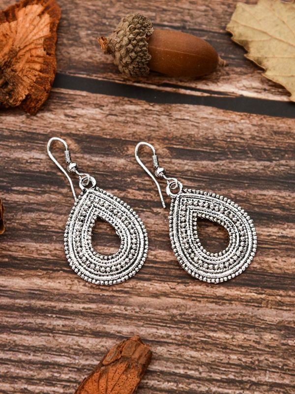 The Oxidised Droplet - Tiny Trinket Earrings - Silver
