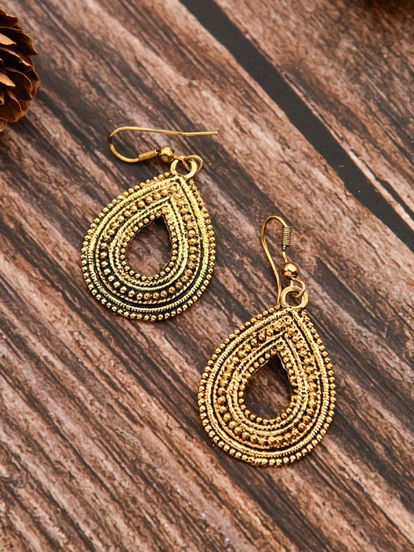 The Oxidised Droplet - Tiny Trinket Earrings - Golden