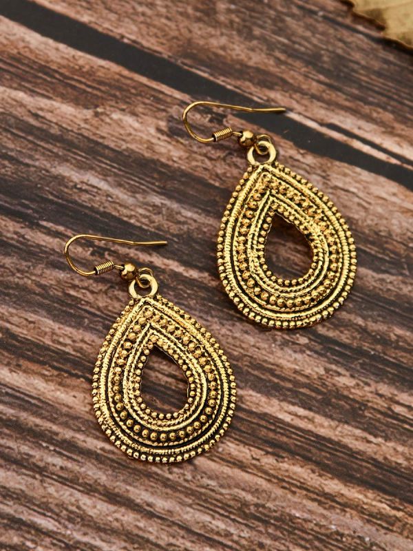 The Oxidised Droplet - Tiny Trinket Earrings - Golden