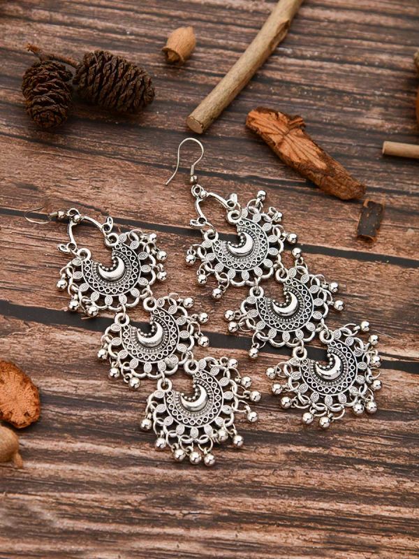 The Triple Moons - Oxidised Boho Earrings