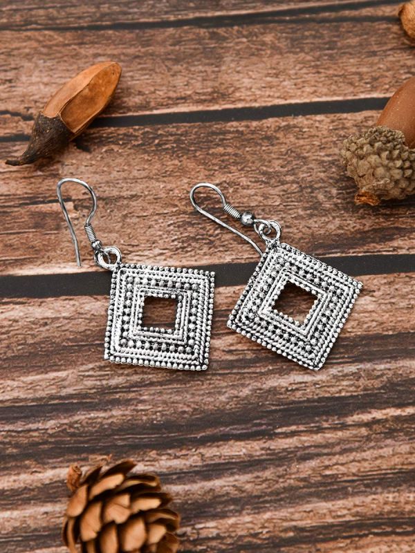 The Oxidised Squares - Tiny Trinket Earrings