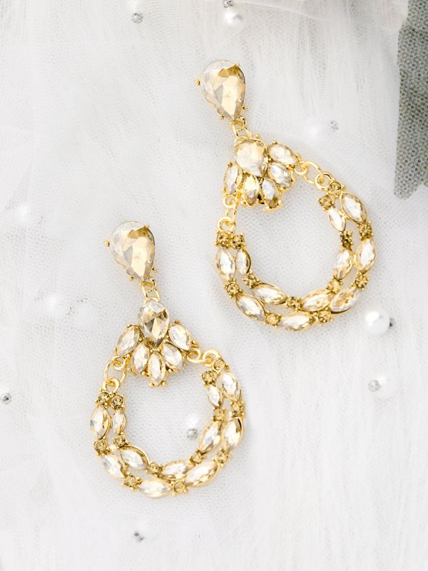 The Bellissimo Collection Embellished Droplet Earrings - Golden