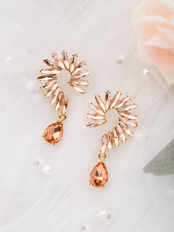 The Bellissimo Collection Embellished Fern Earrings - Amber
