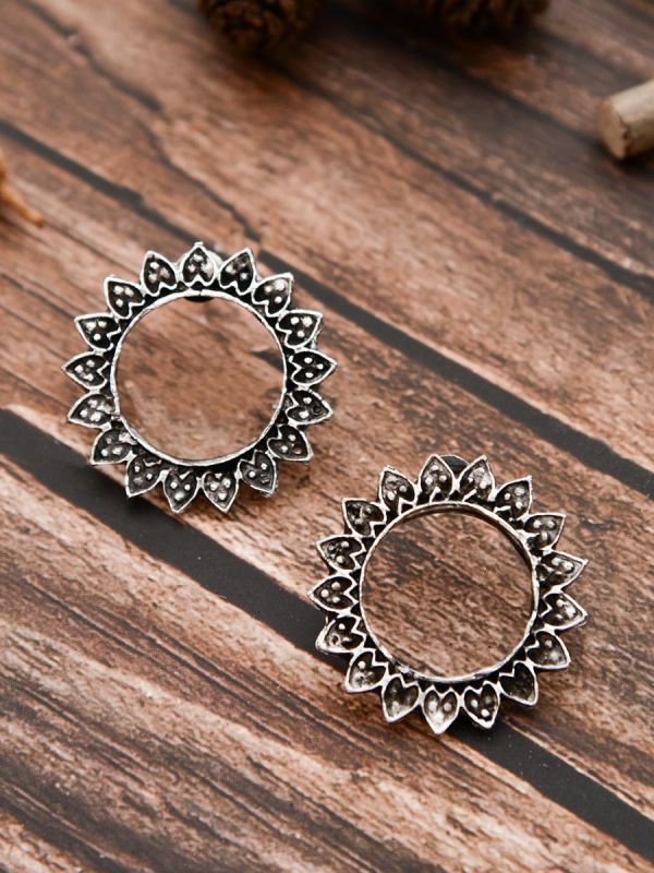 The Funky Florals - Oxidised Boho Studs