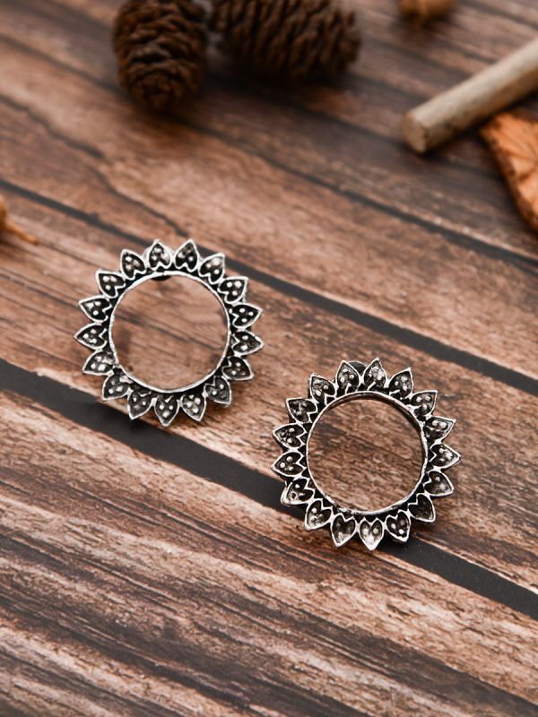 The Funky Florals - Oxidised Boho Studs