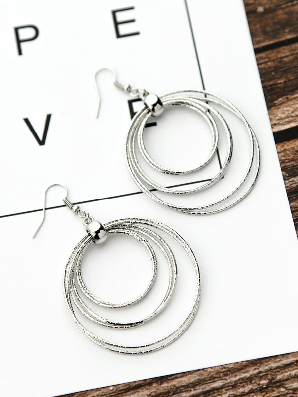 The Shimmery Circles - Silver Elegant Earrings