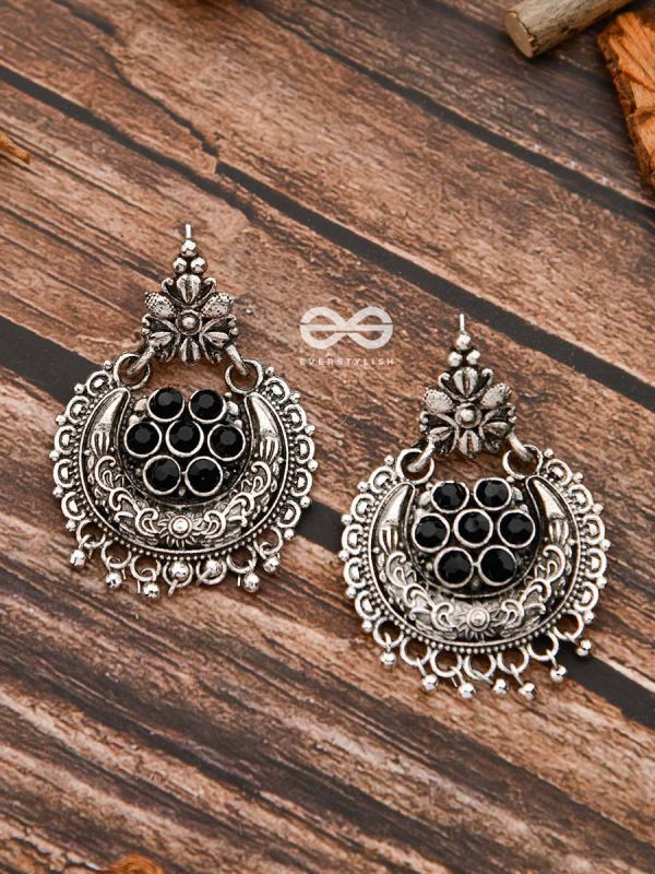 The Peppy Touch - Oxidised Boho Earrings (Black)