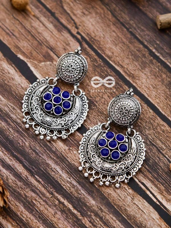 The Peppy Touch - Oxidised Boho Earrings (Blue)