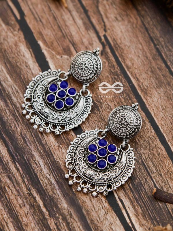 The Peppy Touch - Oxidised Boho Earrings (Blue)
